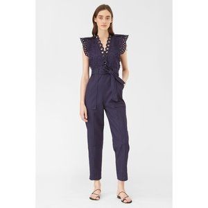 Rebecca Taylor NWT Blue Jumpsuit 0 Ariana Embroidered Romper Indigo